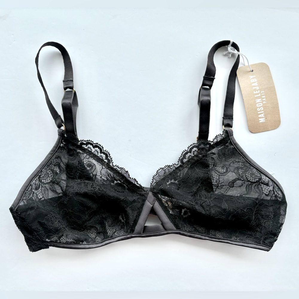 Maison Lejaby Black Lace Bralette Size B32